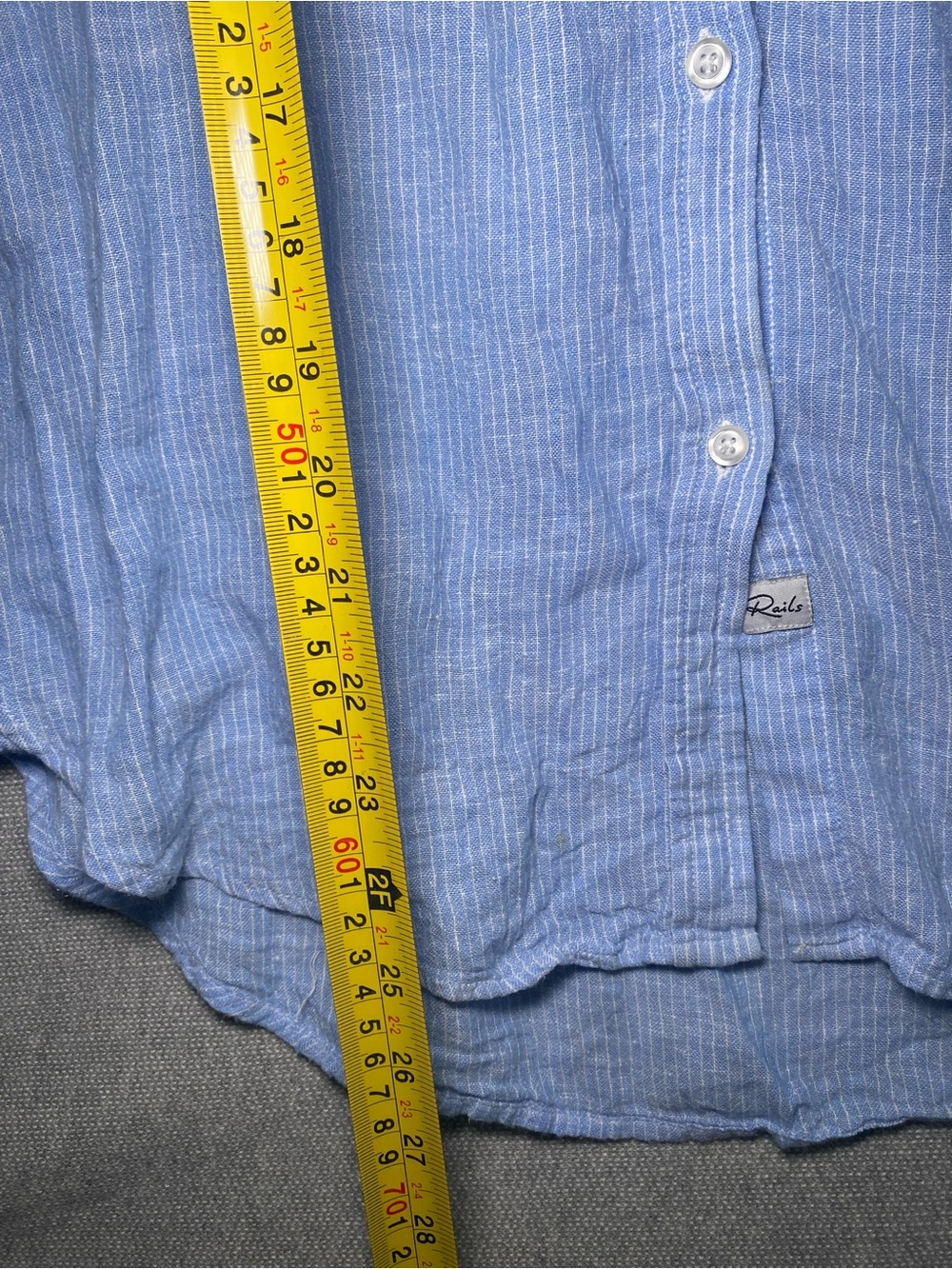 Rails Charli Button Down Shirt Stripe Semi Sheer Linen Blue White Size Small - Picture 5 of 8